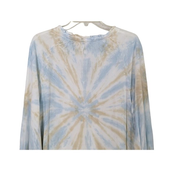 Tribal Tunic boho gyspy long sleeve light colored tie dye blouse tunic size L - Picture 4 of 8